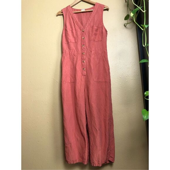 a new day women linen blend jumpsuit size small - Picture 2 of 13